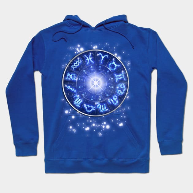 Zodiac Signs Blue Galaxy Circle Hoodie by BluedarkArt